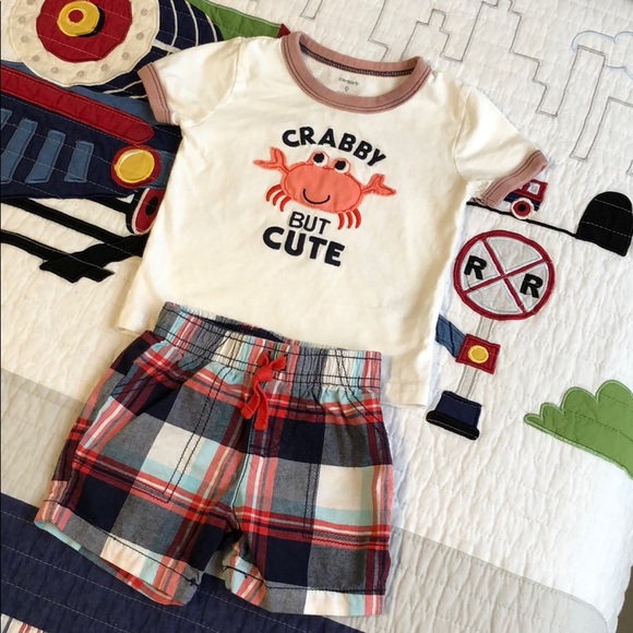 Carter's Other - Carters Infant Boys White Crabby But Cute Set